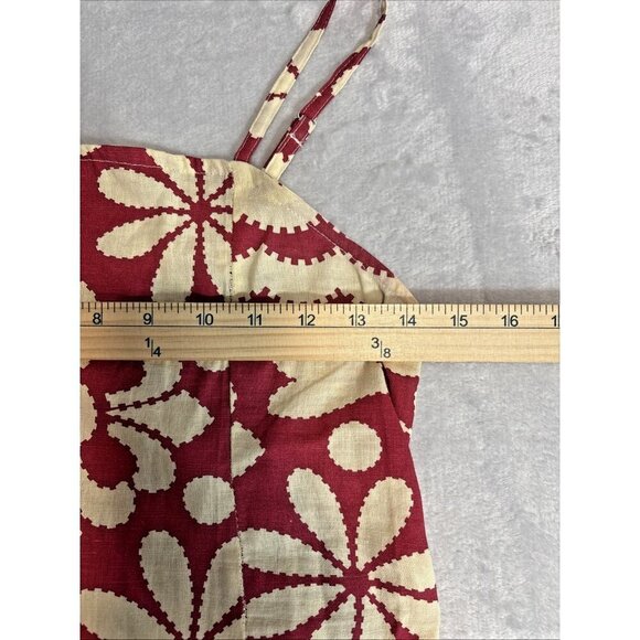 Girl Soul 100% Cotton Red-Tan Medi Dress Women's Sz M Boho Spring Summer Floral - Picture 8 of 14